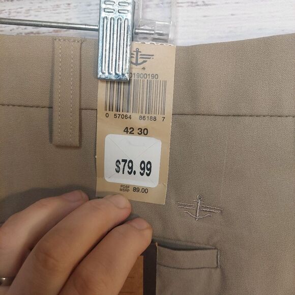 Mens Dockers Pro Style Khaki Flat Front D2 Straight Pants Size 42x30 NWT - Picture 9 of 12